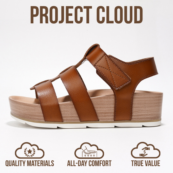 Project Cloud | "Phased" Wedge Sandals | Vegan Leather Upper | Memory Foam | Lightweight | Non-Slip