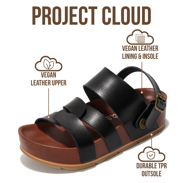 Project Cloud | "Proud" Vegan Leather Platform Sandals - Memory Foam, Lightweight, Non-Slip