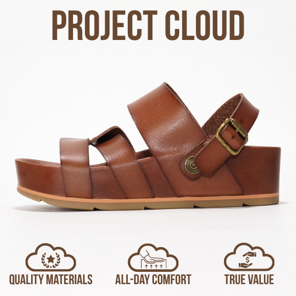 Project Cloud | "Proud" Vegan Leather Platform Sandals - Memory Foam, Lightweight, Non-Slip