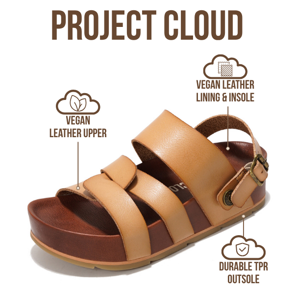 Project Cloud | "Proud" Vegan Leather Platform Sandals - Memory Foam, Lightweight, Non-Slip