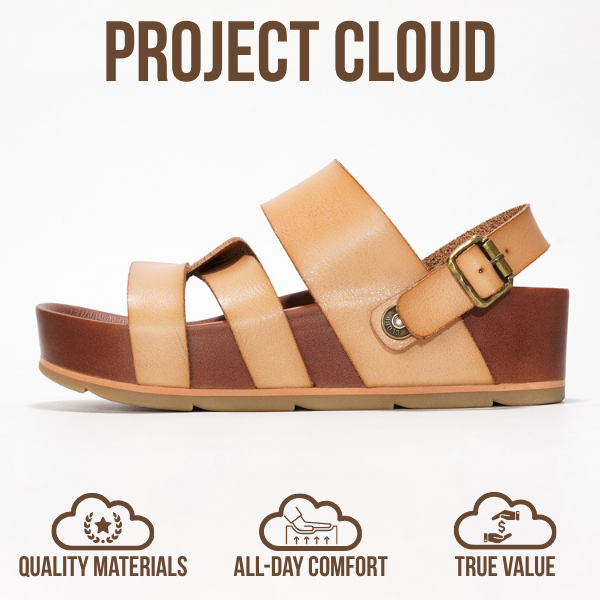 Project Cloud | "Proud" Vegan Leather Platform Sandals - Memory Foam, Lightweight, Non-Slip
