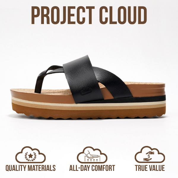 Project Cloud | "Raft" Vegan Leather Women Wedge Sandals | Memory Foam Insole | Lightweight | Non-Slip