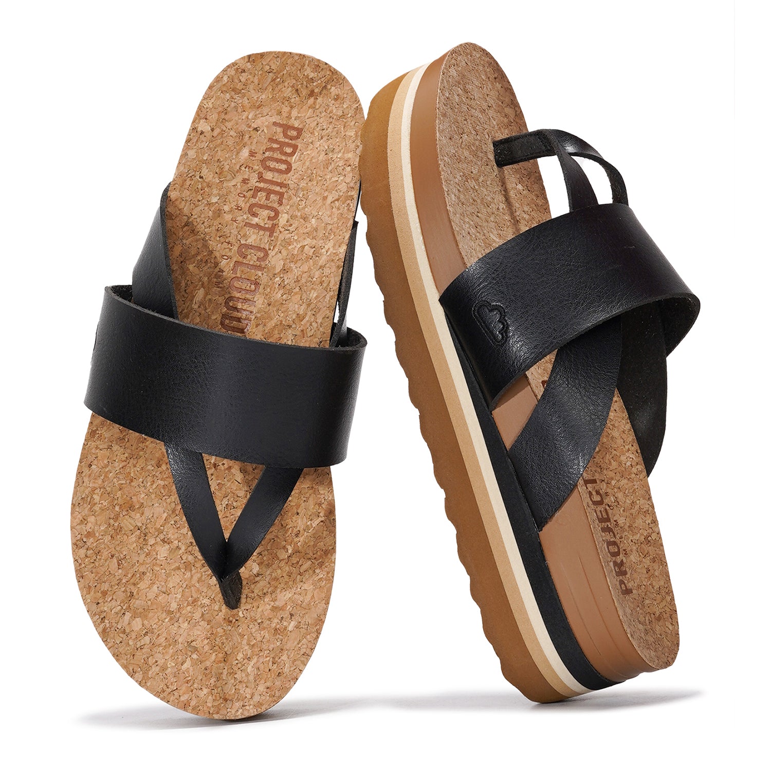 新品 ENFOLD PADDED SANDALS Project Cloud Women's | Eco-Leather Wedge Sandals | Memory Foam