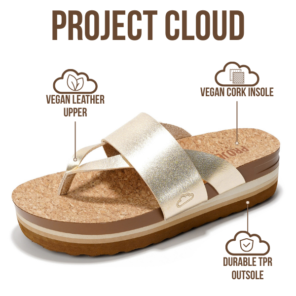Project Cloud | "Raft" Vegan Leather Women Wedge Sandals | Memory Foam Insole | Lightweight | Non-Slip
