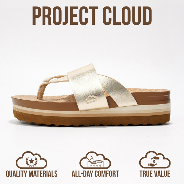 Project Cloud | "Raft" Vegan Leather Women Wedge Sandals | Memory Foam Insole | Lightweight | Non-Slip