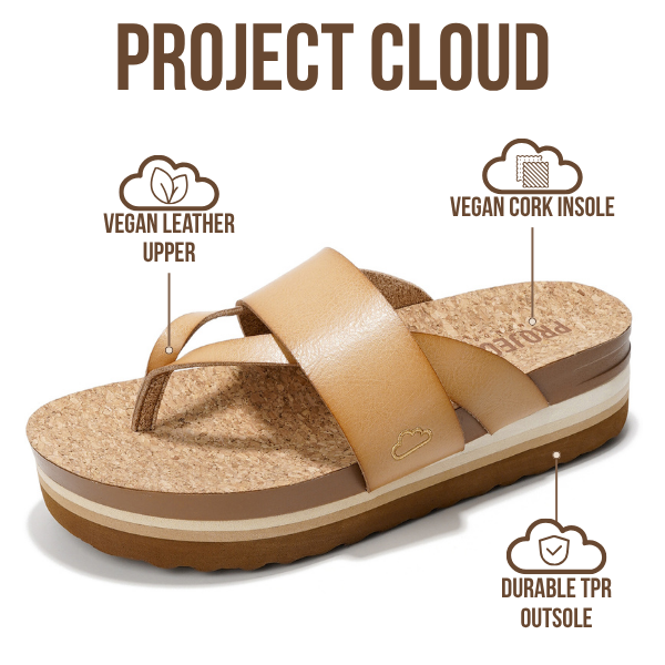 Project Cloud | "Raft" Vegan Leather Women Wedge Sandals | Memory Foam Insole | Lightweight | Non-Slip