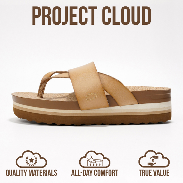 Project Cloud | "Raft" Vegan Leather Women Wedge Sandals | Memory Foam Insole | Lightweight | Non-Slip