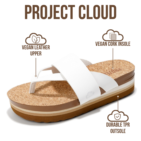 Project Cloud | "Raft" Vegan Leather Women Wedge Sandals | Memory Foam Insole | Lightweight | Non-Slip