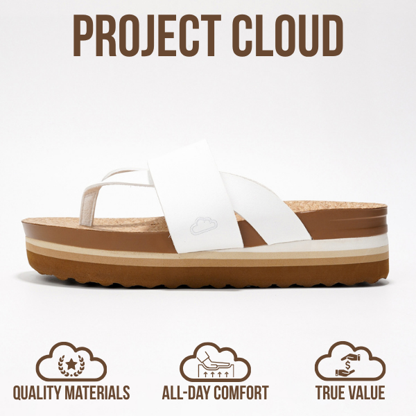 Project Cloud | "Raft" Vegan Leather Women Wedge Sandals | Memory Foam Insole | Lightweight | Non-Slip