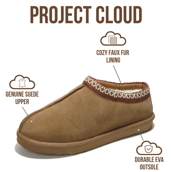 Project Cloud | "Relaxation" Australian Sheepskin Mens Slippers | Memory Foam | Lightweight | Non-Slip