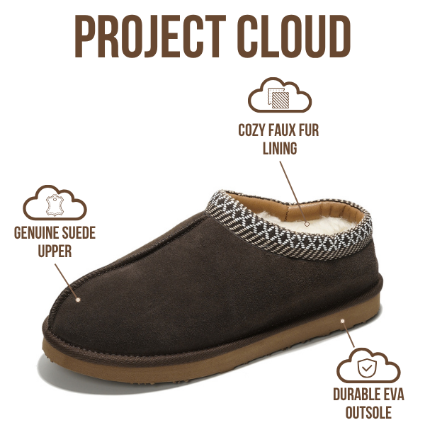 Project Cloud | "Relaxation" Australian Sheepskin Mens Slippers | Memory Foam | Lightweight | Non-Slip