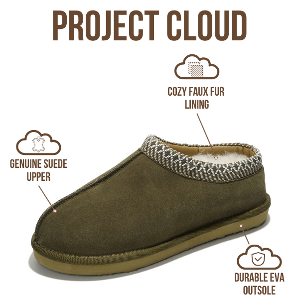 Project Cloud | "Relaxation" Australian Sheepskin Mens Slippers | Memory Foam | Lightweight | Non-Slip