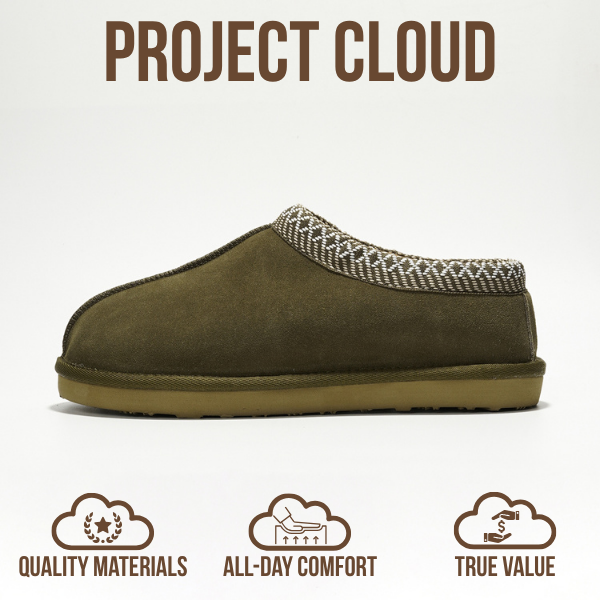 Project Cloud | "Relaxation" Australian Sheepskin Mens Slippers | Memory Foam | Lightweight | Non-Slip