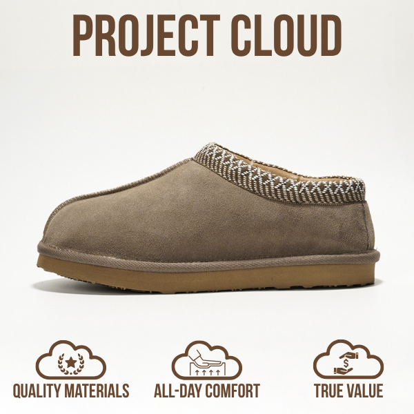 Project Cloud | "Relaxation" Australian Sheepskin Mens Slippers | Memory Foam | Lightweight | Non-Slip