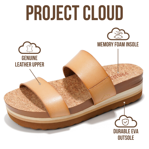 Project Cloud | "Riptide" Vegan Leather Wedge Sandals | Memory Foam | Lightweight | Non-Slip