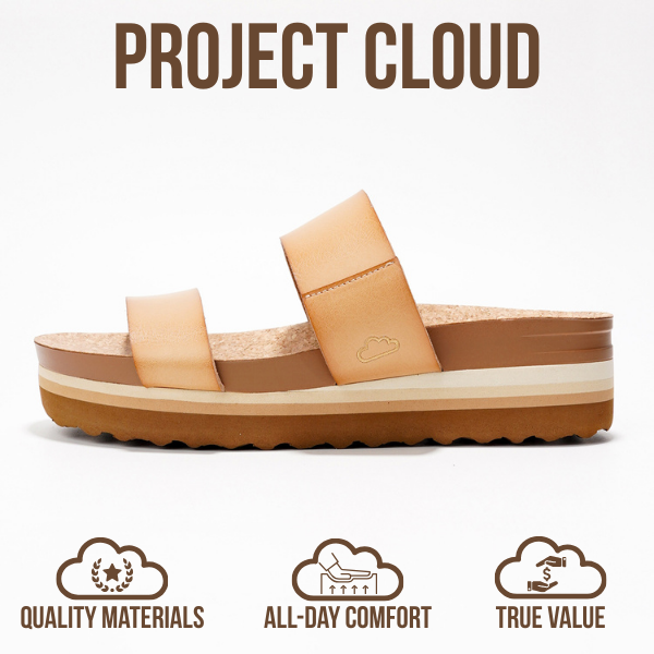 Project Cloud | "Riptide" Vegan Leather Wedge Sandals | Memory Foam | Lightweight | Non-Slip