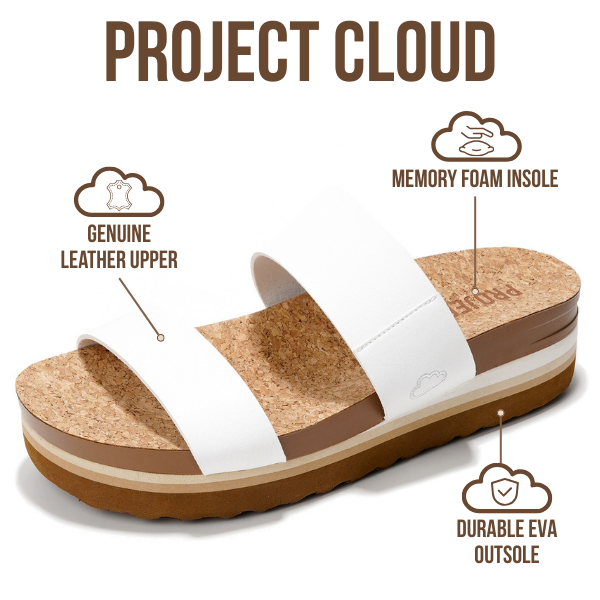 Project Cloud | "Riptide" Vegan Leather Wedge Sandals | Memory Foam | Lightweight | Non-Slip