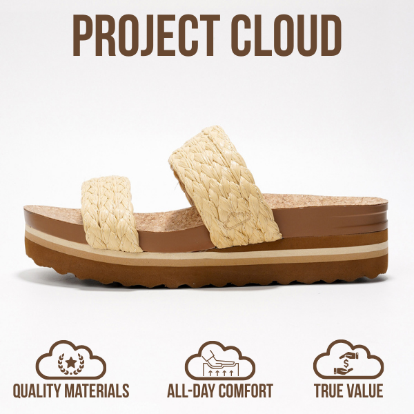 Project Cloud | "Riptide" Vegan Leather Wedge Sandals | Memory Foam | Lightweight | Non-Slip