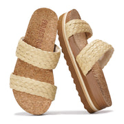 Project Cloud Riptide vegan wedge sandals with raffia straps. Lightweight, non-slip, everyday wear.