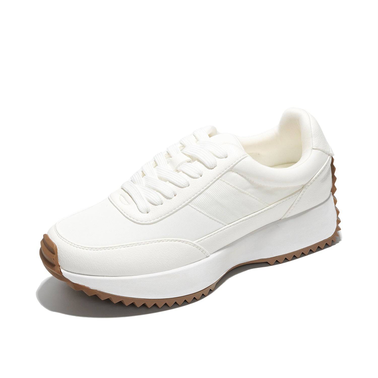 White Project Cloud Serena women's sneakers with lace-up design, memory foam insole and non-slip rubber sole.
