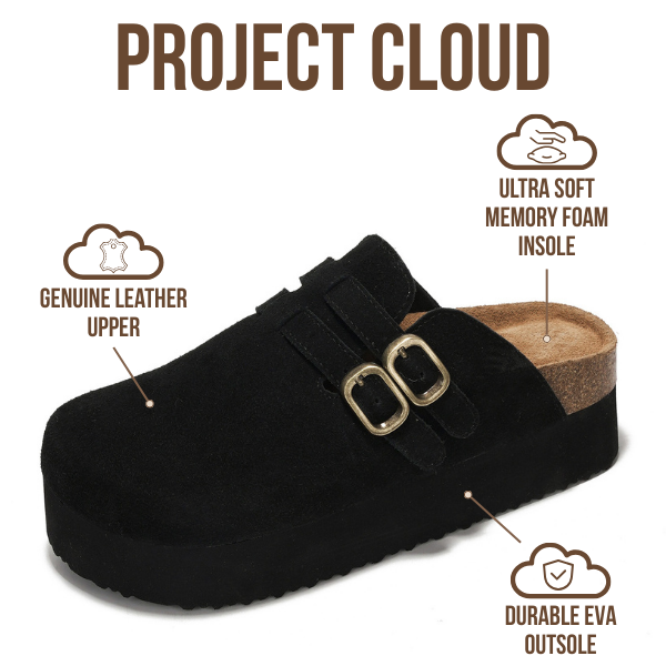 Project Cloud | "Stephi" Genuine Leather Clogs for Women | Memory Foam | Lightweight | Non-Slip