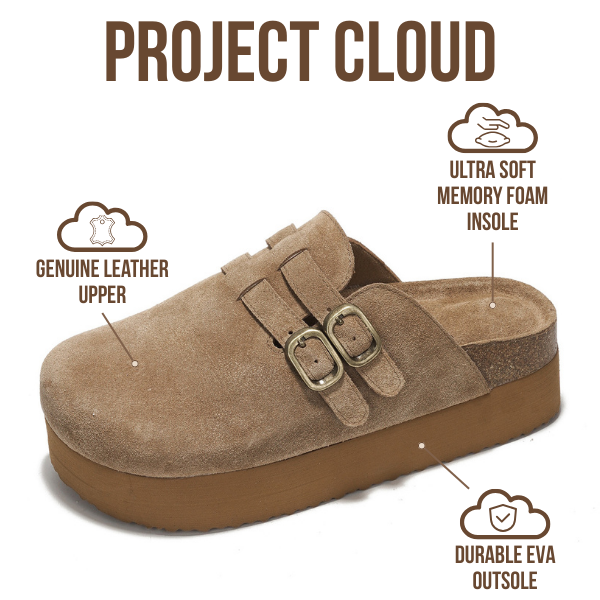 Project Cloud | "Stephi" Genuine Leather Clogs for Women | Memory Foam | Lightweight | Non-Slip