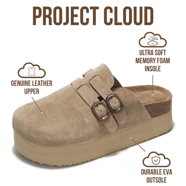 Project Cloud | "Stephi" Genuine Leather Clogs for Women | Memory Foam | Lightweight | Non-Slip