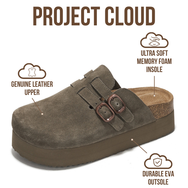 Project Cloud | "Stephi" Genuine Leather Clogs for Women | Memory Foam | Lightweight | Non-Slip