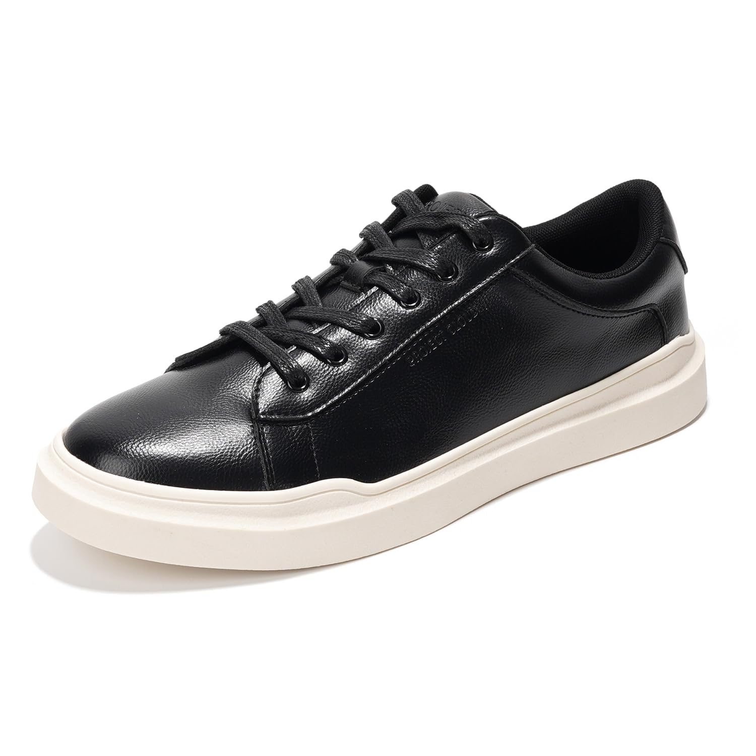 Project Cloud Tilton Black Vegan Leather Sneakers with Cream Sole for Men
