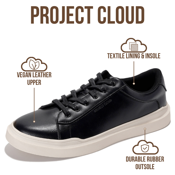 Project Cloud | "Tilton" Vegan Leather Mens Sneakers - Memory Foam Technology | Lightweight | Anti-Slip