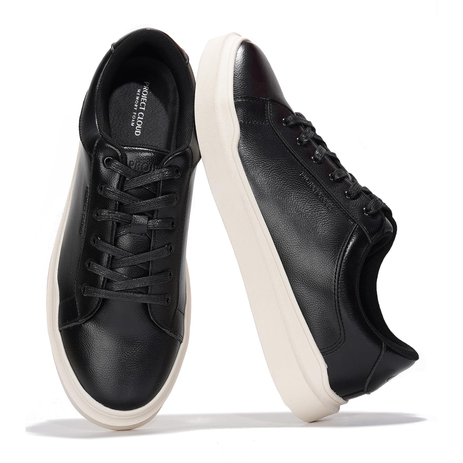 Project Cloud Tilton Black Vegan Leather Sneakers for Men - Memory Foam