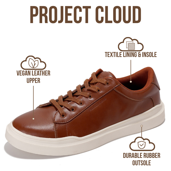 Project Cloud | "Tilton" Vegan Leather Mens Sneakers - Memory Foam Technology | Lightweight | Anti-Slip