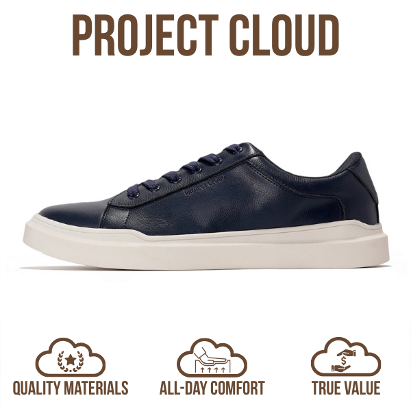 Project Cloud | "Tilton" Vegan Leather Mens Sneakers - Memory Foam Technology | Lightweight | Anti-Slip
