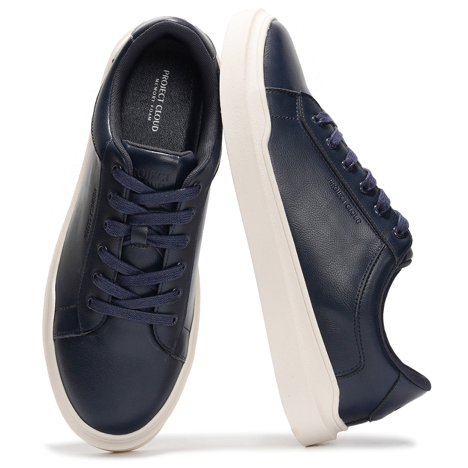 Project Cloud Tilton Navy Vegan Leather Sneakers with Memory Foam, Lightweight and Anti-Slip