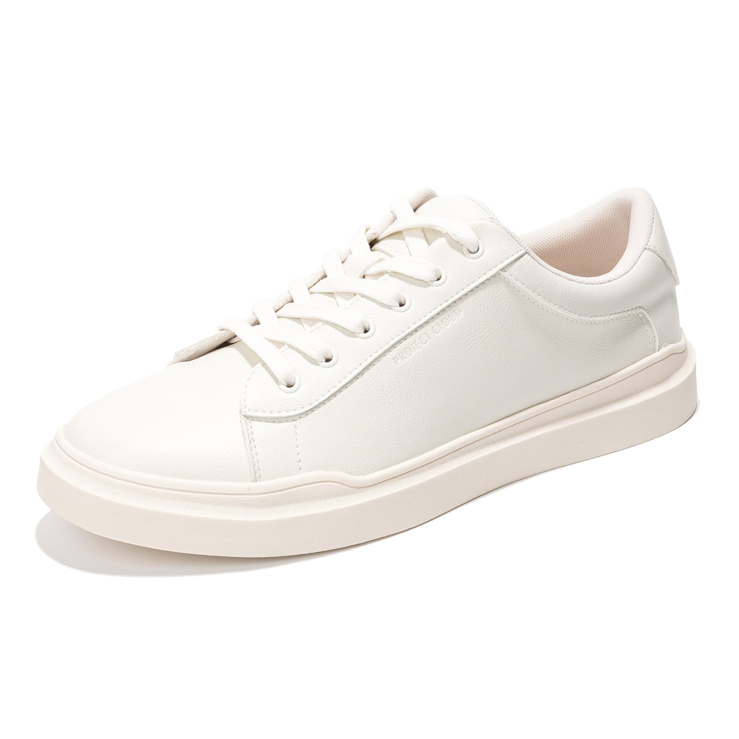 Project Cloud Tilton White Vegan Leather Sneakers - Lightweight, Anti-Slip, Memory Foam for Men