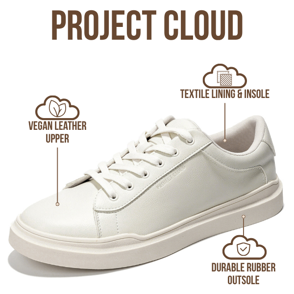 Project Cloud | "Tilton" Vegan Leather Mens Sneakers - Memory Foam Technology | Lightweight | Anti-Slip