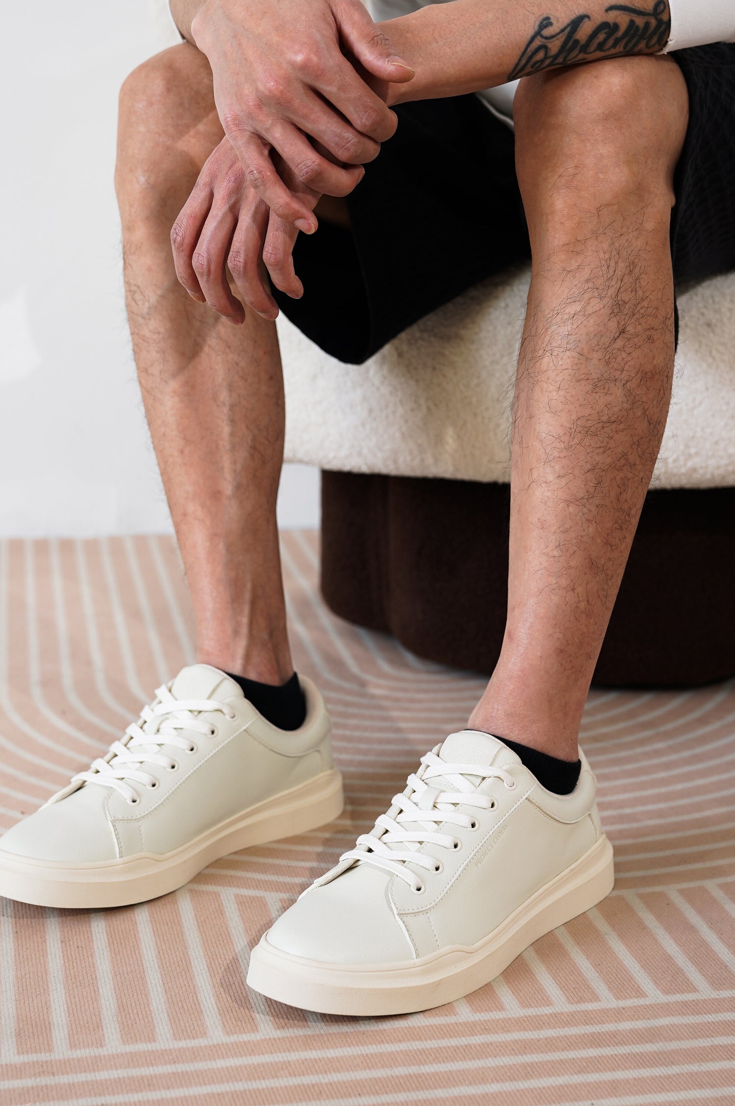 Project Cloud Tilton White Vegan Leather Sneakers for Men - Stylish and Comfortable, Memory Foam