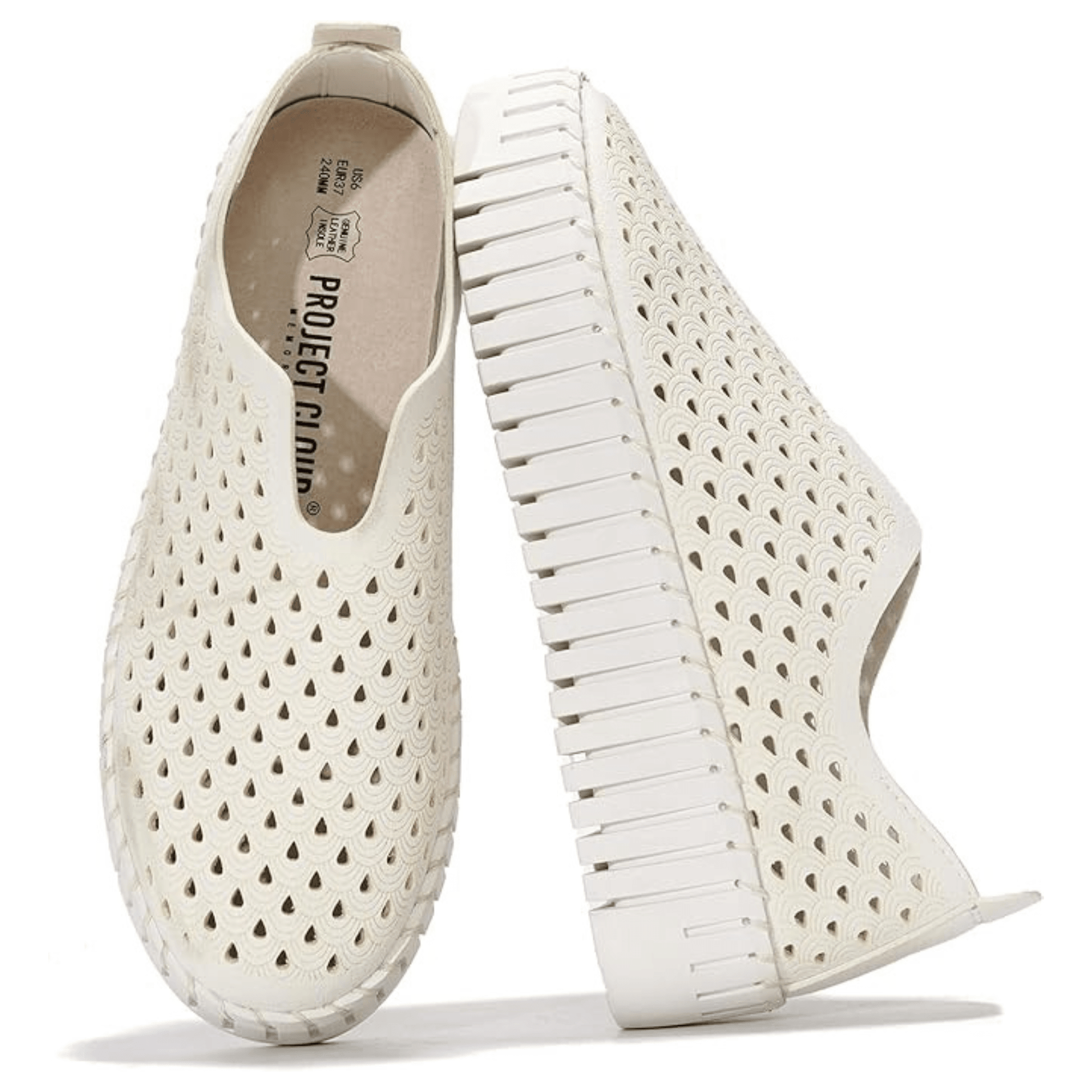 Daffodil Project Cloud leather loafers, lightweight slip-on sneakers with perforated design, comfortable women's work shoes.