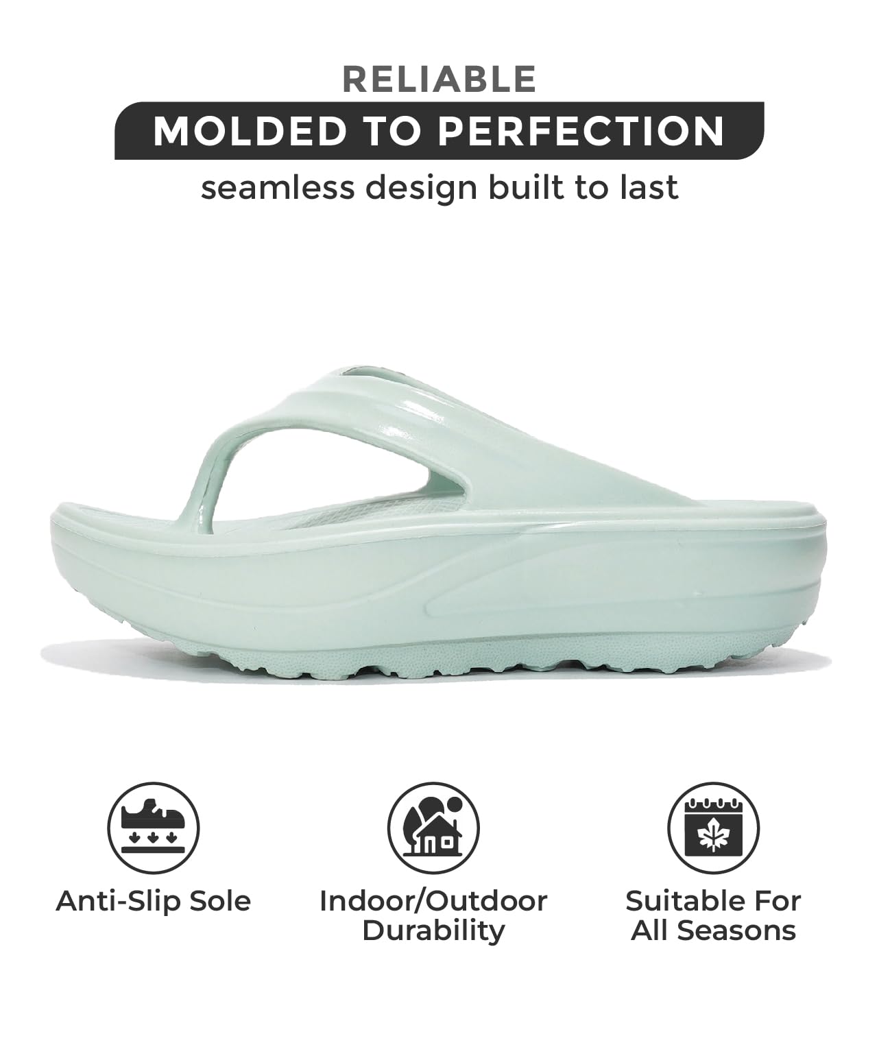 Project Cloud Abra flip flop in light green. Molded to perfection, featuring an anti-slip sole, suitable for all seasons.
