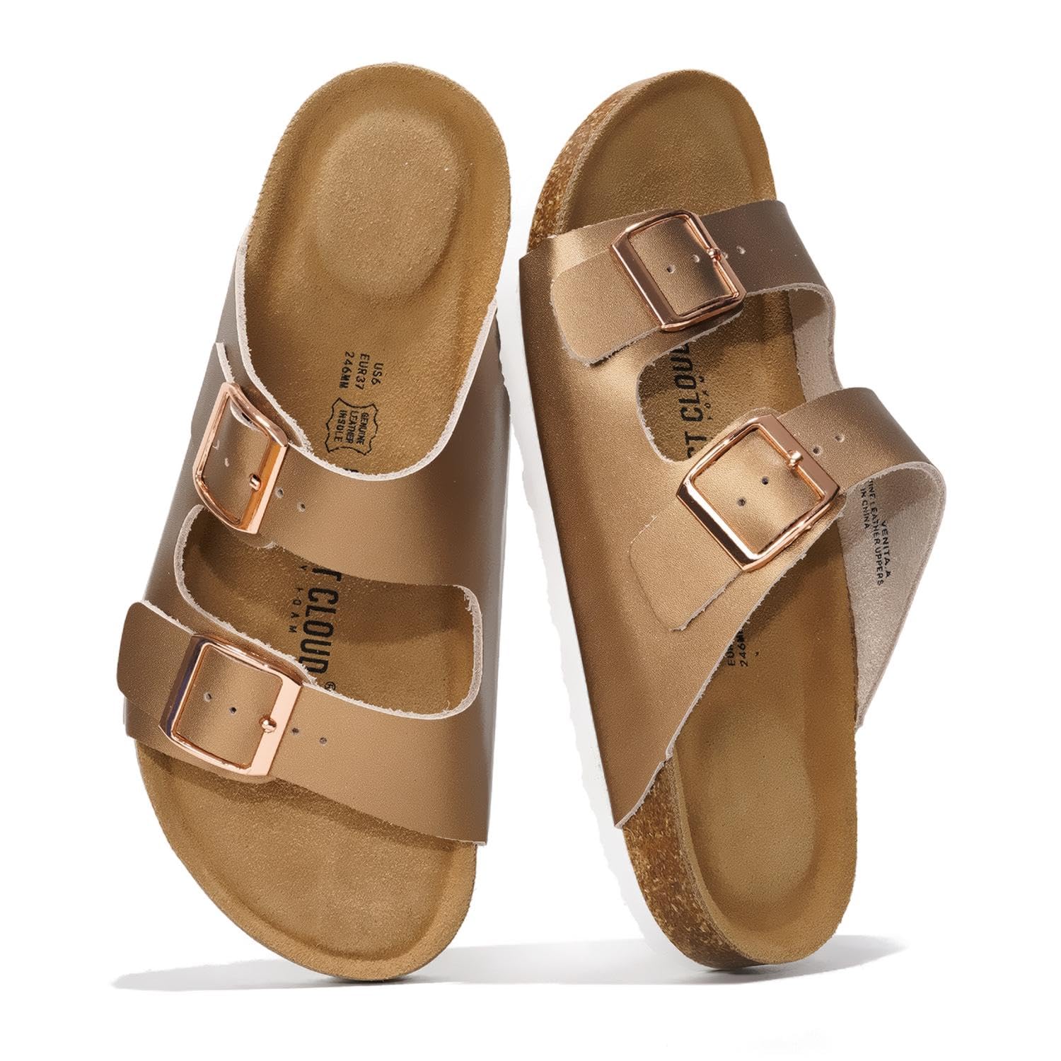 Project Cloud | "Venita" 100% Genuine Leather Womens Sandals | Memory Foam | Lightweight | Non-Slip