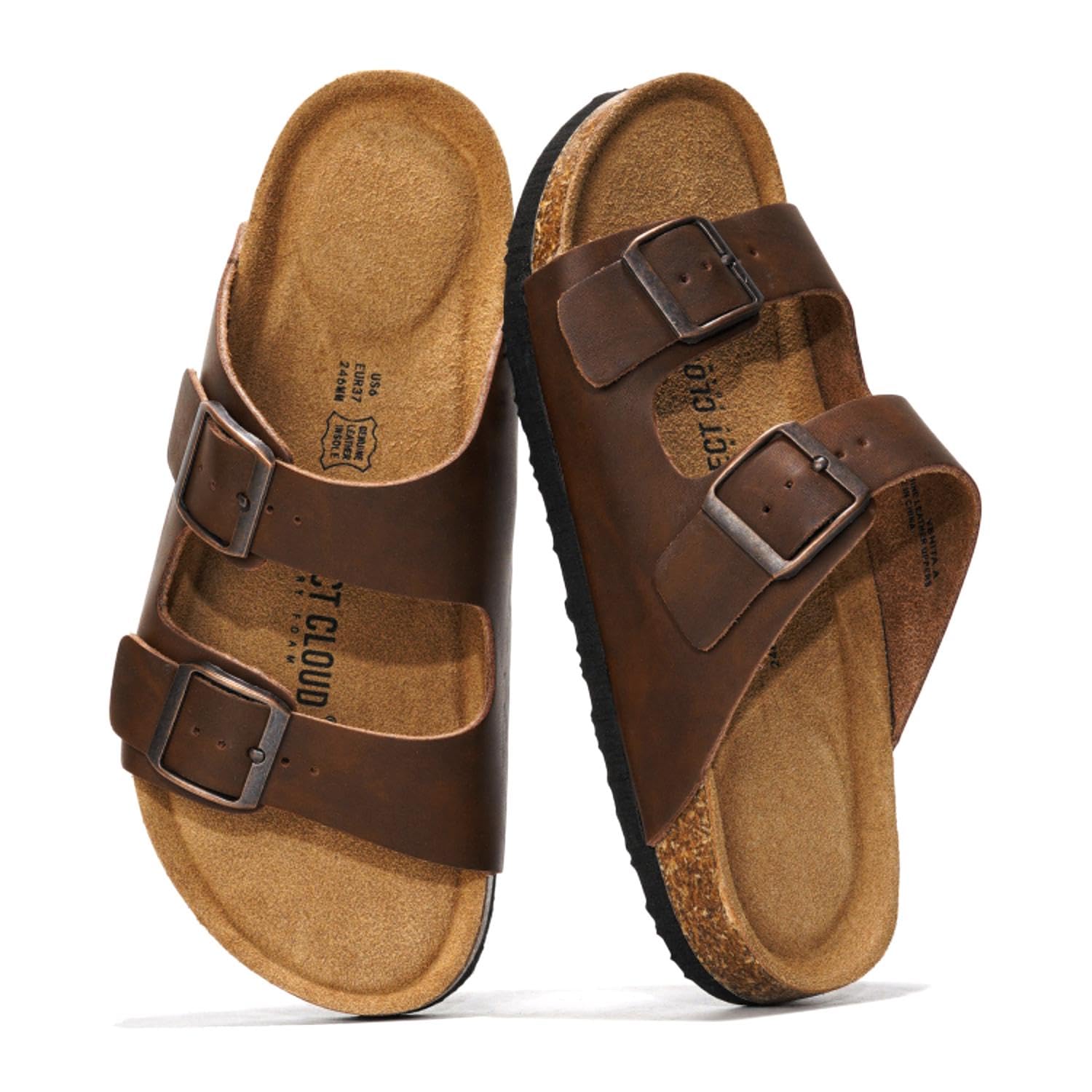 Project Cloud | "Venita" 100% Genuine Leather Womens Sandals | Memory Foam | Lightweight | Non-Slip