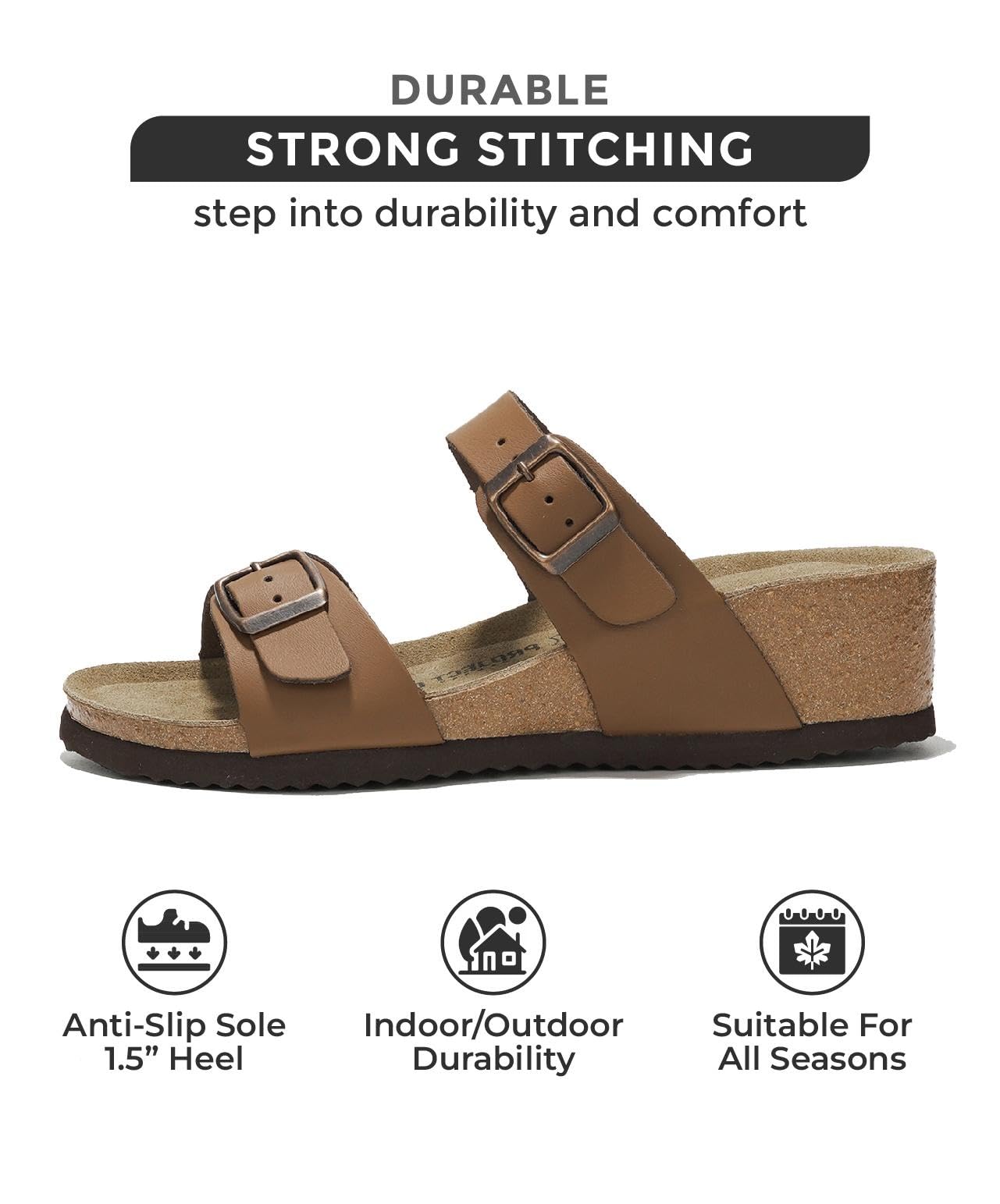 Belize Leather Wedge Sandals by Project Cloud: Leather & Cork Comfort - Chocolate,10