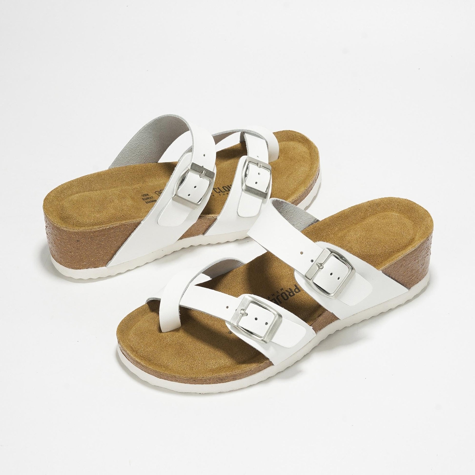 Buckhead - Women's Wedge Sandals: Leather Comfort & Style - White,6