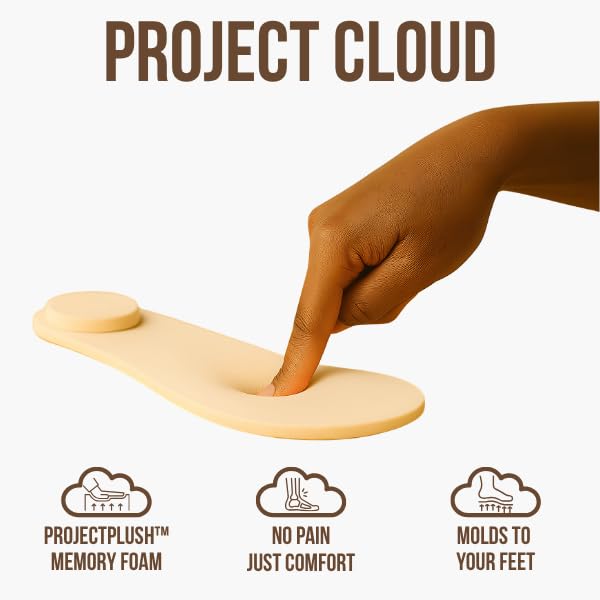 Project Cloud Cassey clog memory foam insole with hand pressing, comfort and molds to feet. 