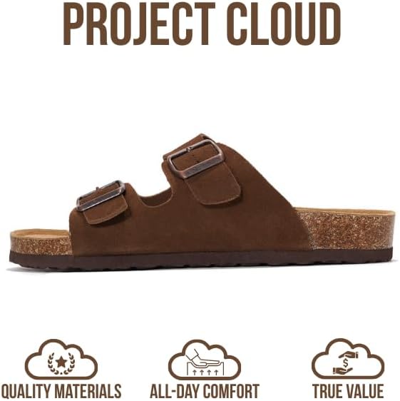 Project Cloud Men's | 100% Genuine Leather Sandals | Memory Foam | Lightweight | Non-Slip - Arizona Mens