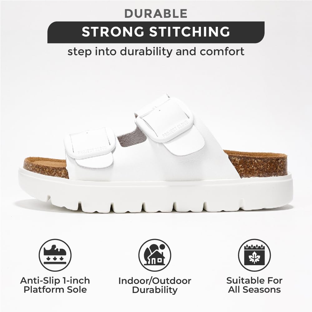 Project Cloud | "Greece Chunky" Genuine Leather Platform Sandals Women | Lightweight | Anti-Slip
