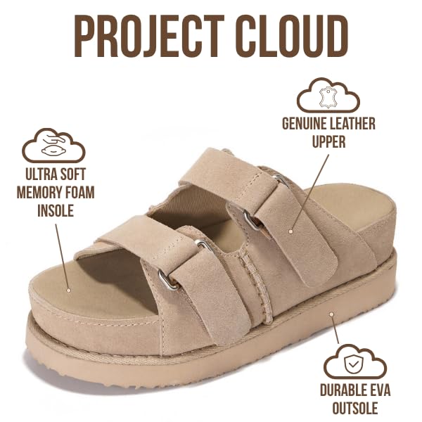 Project Cloud | "Silverstar" Women Platform Sandals | Memory Foam Insole | Lightweight | Non-Slip