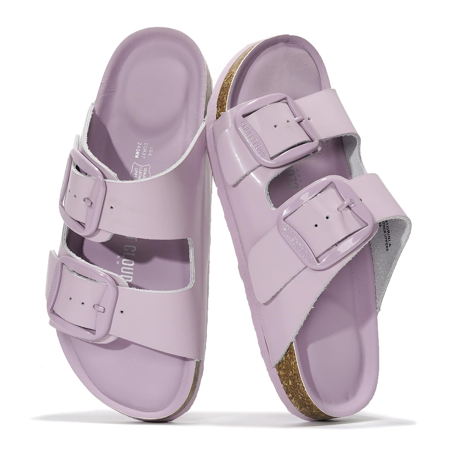 100% Genuine Leather Flat Sandals Comfortable Beach Essentials Womens Sandals - Memory Foam Slides for Women (Santorini)
