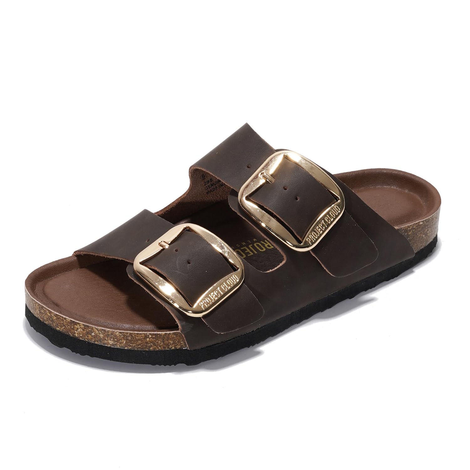 100% Genuine Leather Flat Sandals Comfortable Beach Essentials Womens Sandals - Memory Foam Slides for Women (Santorini)