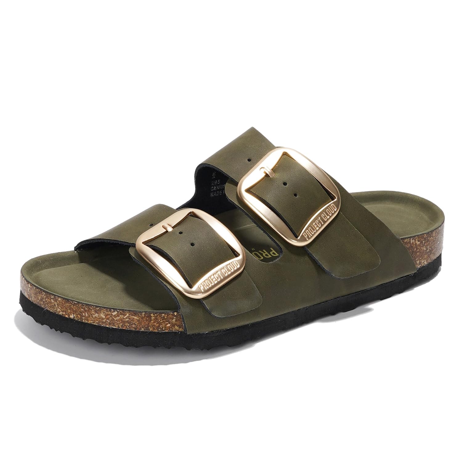 100% Genuine Leather Flat Sandals Comfortable Beach Essentials Womens Sandals - Memory Foam Slides for Women (Santorini)